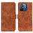 Leather Case Stands Flip Cover Holder K03Z for Xiaomi Redmi 12C 4G Brown