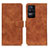 Leather Case Stands Flip Cover Holder K03Z for Xiaomi Redmi K40S 5G Brown