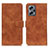 Leather Case Stands Flip Cover Holder K03Z for Xiaomi Redmi K50i 5G Brown