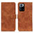 Leather Case Stands Flip Cover Holder K03Z for Xiaomi Redmi Note 10 Pro 5G Brown