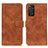 Leather Case Stands Flip Cover Holder K03Z for Xiaomi Redmi Note 11 4G (2022) Brown