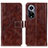 Leather Case Stands Flip Cover Holder K04Z for Huawei Honor 50 5G Brown