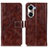 Leather Case Stands Flip Cover Holder K04Z for Huawei Honor 60 Pro 5G Brown