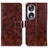 Leather Case Stands Flip Cover Holder K04Z for Huawei Honor 90 5G Brown