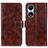 Leather Case Stands Flip Cover Holder K04Z for Huawei Honor X5 Plus Brown