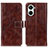 Leather Case Stands Flip Cover Holder K04Z for Huawei Nova 10 SE Brown