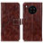 Leather Case Stands Flip Cover Holder K04Z for Huawei Nova 8i Brown