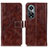 Leather Case Stands Flip Cover Holder K04Z for Huawei Nova 9 Pro Brown