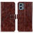 Leather Case Stands Flip Cover Holder K04Z for Motorola Moto G 5G (2023) Brown