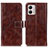 Leather Case Stands Flip Cover Holder K04Z for Motorola Moto G53 5G Brown