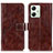 Leather Case Stands Flip Cover Holder K04Z for Motorola Moto G54 5G Brown