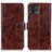 Leather Case Stands Flip Cover Holder K04Z for Motorola Moto G72 Brown