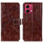 Leather Case Stands Flip Cover Holder K04Z for Motorola Moto G84 5G Brown