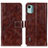 Leather Case Stands Flip Cover Holder K04Z for Nokia C12 Brown