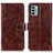 Leather Case Stands Flip Cover Holder K04Z for Nokia G22 Brown