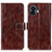 Leather Case Stands Flip Cover Holder K04Z for Nothing Phone 2 Brown