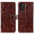 Leather Case Stands Flip Cover Holder K04Z for OnePlus 10R 5G Brown