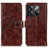 Leather Case Stands Flip Cover Holder K04Z for OnePlus 10T 5G Brown