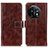 Leather Case Stands Flip Cover Holder K04Z for OnePlus 11 5G Brown