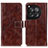 Leather Case Stands Flip Cover Holder K04Z for OnePlus 12 5G Brown