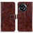 Leather Case Stands Flip Cover Holder K04Z for OnePlus Ace 2 5G Brown