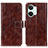 Leather Case Stands Flip Cover Holder K04Z for OnePlus Ace 2V 5G Brown