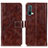 Leather Case Stands Flip Cover Holder K04Z for OnePlus Nord CE 5G Brown