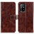 Leather Case Stands Flip Cover Holder K04Z for Oppo A94 5G Brown