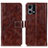 Leather Case Stands Flip Cover Holder K04Z for Oppo F21 Pro 4G Brown