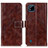 Leather Case Stands Flip Cover Holder K04Z for Realme C11 (2021) Brown