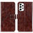 Leather Case Stands Flip Cover Holder K04Z for Samsung Galaxy A23 4G Brown