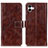 Leather Case Stands Flip Cover Holder K04Z for Samsung Galaxy M04 Brown