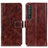 Leather Case Stands Flip Cover Holder K04Z for Sony Xperia 1 III Brown