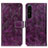 Leather Case Stands Flip Cover Holder K04Z for Sony Xperia 1 IV Purple