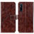 Leather Case Stands Flip Cover Holder K04Z for Sony Xperia 1 V Brown