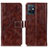 Leather Case Stands Flip Cover Holder K04Z for Vivo T1 5G India Brown