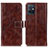 Leather Case Stands Flip Cover Holder K04Z for Vivo Y75 5G Brown