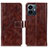 Leather Case Stands Flip Cover Holder K04Z for Vivo Y77 5G Brown