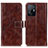 Leather Case Stands Flip Cover Holder K04Z for Xiaomi Mi 11T Pro 5G Brown