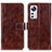 Leather Case Stands Flip Cover Holder K04Z for Xiaomi Mi 12 5G Brown