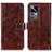 Leather Case Stands Flip Cover Holder K04Z for Xiaomi Mi 12T 5G Brown