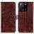 Leather Case Stands Flip Cover Holder K04Z for Xiaomi Mi 13T Pro 5G Brown