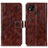 Leather Case Stands Flip Cover Holder K04Z for Xiaomi POCO C3 Brown