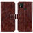 Leather Case Stands Flip Cover Holder K04Z for Xiaomi POCO C31 Brown