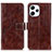 Leather Case Stands Flip Cover Holder K04Z for Xiaomi Redmi 12 4G Brown