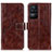 Leather Case Stands Flip Cover Holder K04Z for Xiaomi Redmi K40S 5G Brown