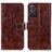 Leather Case Stands Flip Cover Holder K04Z for Xiaomi Redmi Note 11 Pro 5G Brown