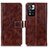 Leather Case Stands Flip Cover Holder K04Z for Xiaomi Redmi Note 11 Pro+ Plus 5G Brown