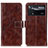 Leather Case Stands Flip Cover Holder K04Z for Xiaomi Redmi Note 11E Pro 5G Brown