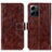 Leather Case Stands Flip Cover Holder K04Z for Xiaomi Redmi Note 12 4G Brown